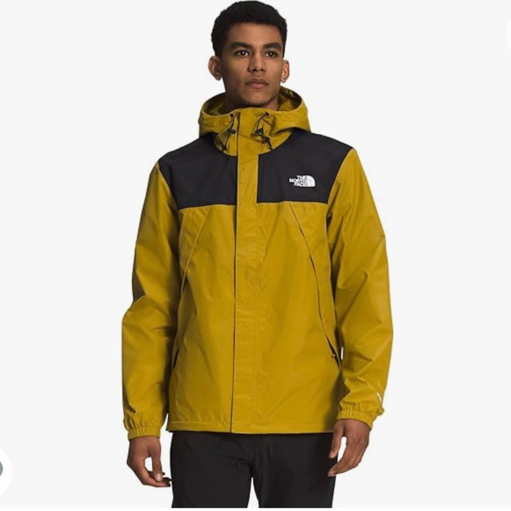 The North Face Antora Men's TNF Black and Mineral Gold Rain Hoodie Size XL